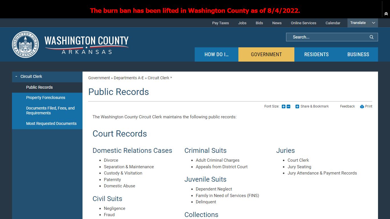 Public Records | Washington County, AR