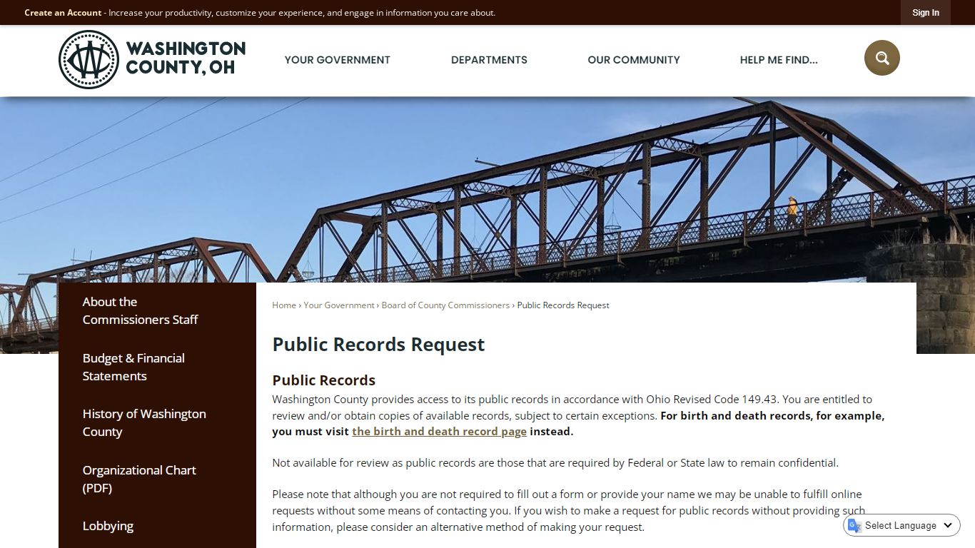 Public Records Request | Washington County, OH - Official ...