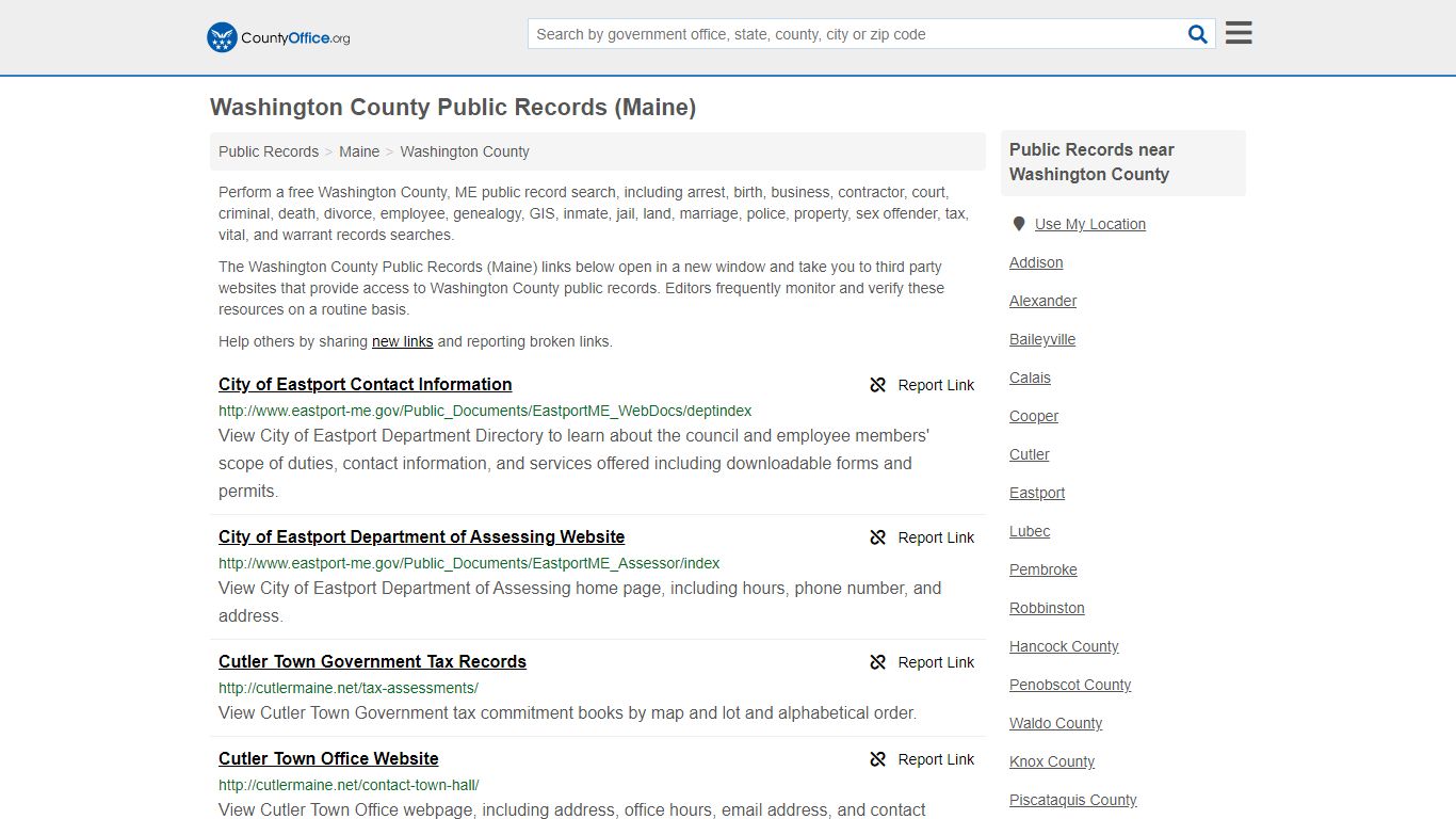 Public Records - Washington County, ME (Business, Criminal ...