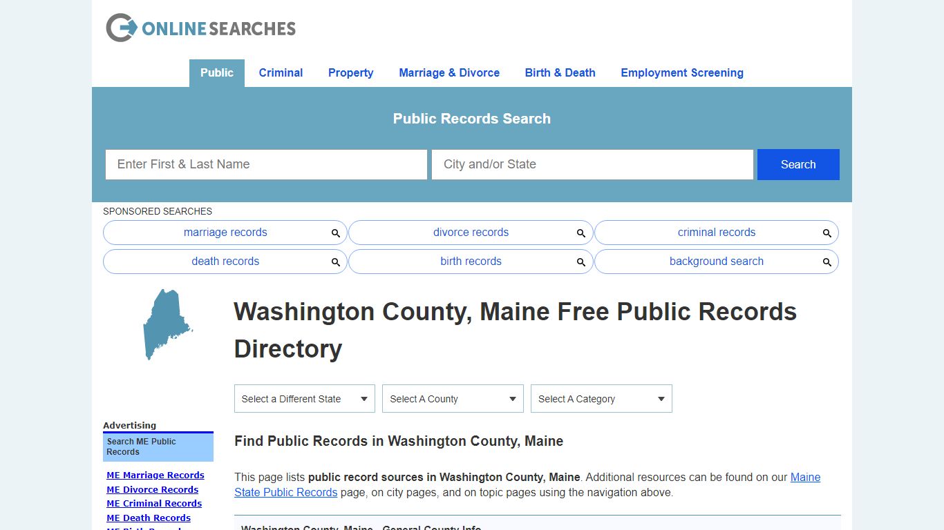 Washington County, Maine Public Records Directory